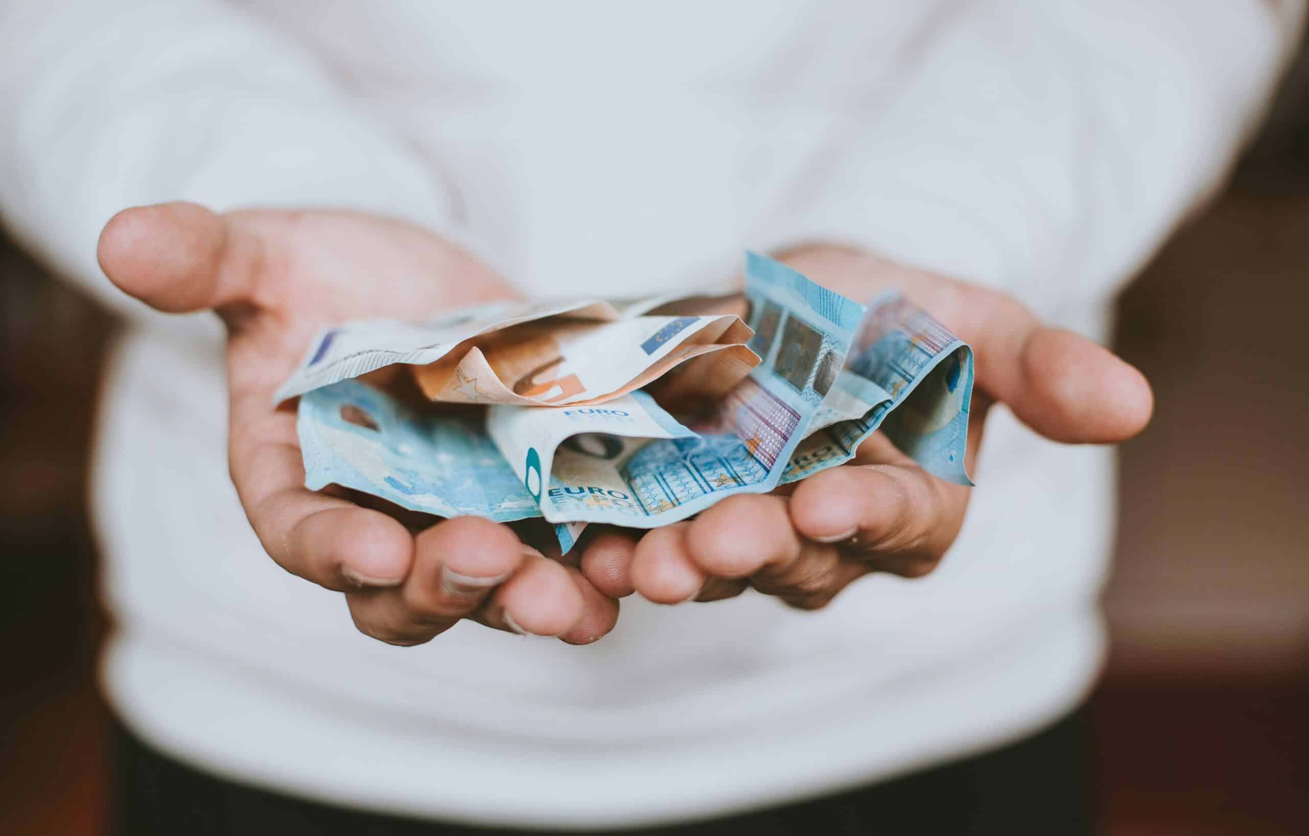 a handful of money
